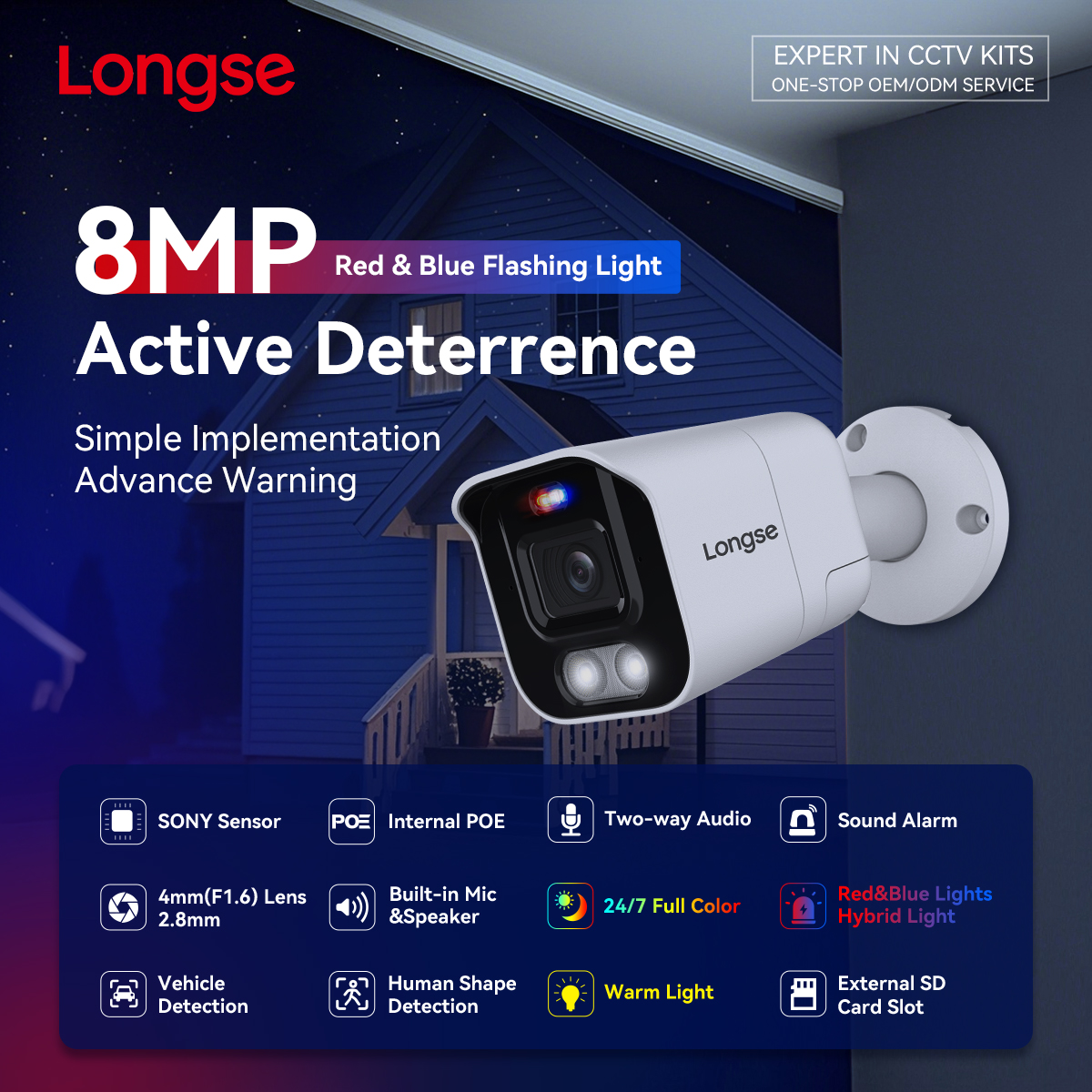 4K Active Deterrence IP Camera - Longse